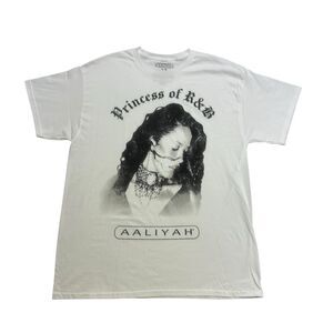 Aaliyah Shirt Adult Large L White Black Princess of R&B Short Sleeve Music